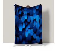 JSCWDET Coperta Plaid In Flanella, 3D Motivo Esagonale Coperta Pile,Microfibra Coperta Divano Morbida Trapunta Per Bambini/Adulti/Singolo Matrimoniale Letto (220×240 Cm,Blu)