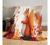 JSCWDET Coperta Plaid Pile Di Flanella 150×200 Cm, Morbida Con Scoiattolo Cartoni Animati Carino, Paesaggio Nella Foresta Calda Invernale, Fleece Blanket Per Divano E Letto,Colore Arancione