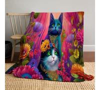 JSCWDET Gatto Carino In Giardino Coperta Morbida E Accogliente In Pile Di Flanella Per Divano, Tv E Letto - Microfibra Per Decorazioni Casa (150×200 Cm, Viola Rossastro)