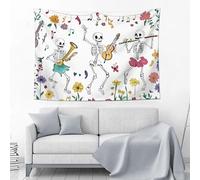 JSCWDET Grandi Arazzi Per Decorazioni Murali - 100L X 75L Cmbianco - Teschio Carino Da Giardino, Camera Da Letto, Copriletto, Decorazioni Per La Casa