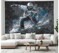 JSCWDET Modello Sciatore Arazzo,Tappeto Parete Camera da Letto,Illustrazione Sportiva Moderna Arazzo da Appendere alla Parete Decorazione per Dormitorio, Camera Letto 200 x 150 cm Blu-Grigio