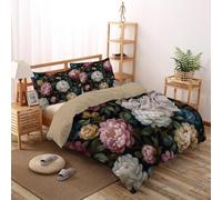 JSCWDET Set Copripiumino 2 Pezzi, 3D Illustrazioni Floreali E Botaniche Vintage Serie Set Biancheria da Letto Microfibra Morbida Doppio Chiusura a Cerniera Copripiumino e 1 Federe (135×200 CM-Rosa)