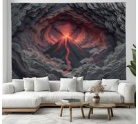 JSCWDET Stile Di Arte Su Carta 3D Parete Appeso Arazzo Grande Grigio Arazzos Montagne Lava Rossa Parete Appeso Decor Arazzo Per Camera Da Letto Vivaio Home Decor