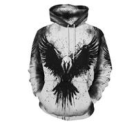 JSCWDET Unisex Felpa 3D Motivo con Aquila in Volo Felpe con Cappuccio,Stile Artistico Pullover Hoodie Manica Lunga Sweatshirt con Tasche S-6XL