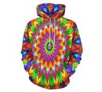 JSCWDET Unisex Felpe con Cappuccio Stile Arte Psichedelica, Motivo Caleidoscopio 3D Uomo Donna Maniche Lunghe Hoodies Pullover, Casual Streetwear con Tasca per Abiti Autunno Inverno