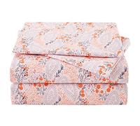 JSD Blush Pink Floral Sheet Set Queen Size, Blu Paisley Stampa Microfibra Lenzuola 4 Pezzi, Morbido Senza Rughe
