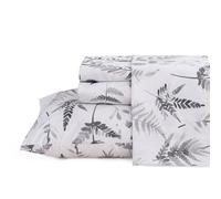 JSD Boho Floral Sheet Set Queen Size, 4 Piece Grey Herbs Ferns Printed Microfiber Bed Sheets Deep Pocket