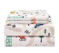 JSD Set di lenzuola stampate per bambini, 3 pezzi, in morbida microfibra, con tasca profonda