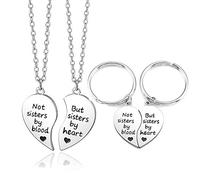 JSDDE 4 pezzi BFF ciondolo ciondolo ciondolo a forma di cuore con incisione portachiavi collana dell'amicizia, regalo per sorella amica partner