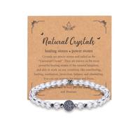 JSDDE 7 Chakra Ossidiana Bracciale con cristallo di rocca con ematite, ciondolo a forma di albero della vita, pietra curativa, braccialetto portafortuna, per terapia energetica, talismano spirituale