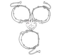 JSDDE BFF Braccialetti dell'amicizia per braccialetti 3/4 per partner Best friends forever and ever bracciale con ciondolo a forma di cuore, simbolo dell'infinito, regalo per sorella, partner,