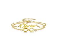 JSDDE Bracciale con nome personalizzato con incisione, braccialetto personalizzato con nome gioielli per donne ragazze sorelle fidanzate mamma figlia, Für Armband (6.7"-8.7"), Acciaio inossidabile