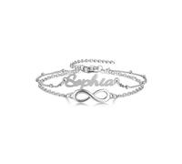 JSDDE Bracciale con nome personalizzato con incisione, braccialetto personalizzato con nome gioielli per donne ragazze sorelle fidanzate mamma figlia, Für Fußkettchen (8.7"-10.6"), Acciaio