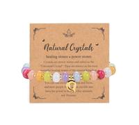 JSDDE Bracciale con perle di pietra preziosa con lettere braccialetto da donna personalizzato con lettere perline gioielli spirituali, Verstellbar, Gemma Metallo, Nessuna pietra preziosa