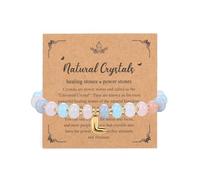 JSDDE Bracciale con perle di pietra preziosa con lettere braccialetto da donna personalizzato con lettere perline gioielli spirituali, Verstellbar, Gemma Metallo, Nessuna pietra preziosa