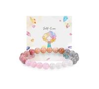 JSDDE Bracciale da donna con pietre preziose, quarzo rosa, pietra di luna, pietra curativa, gioiello portafortuna, per donne e donne