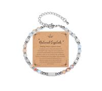 JSDDE Bracciale da uomo con perle in pietra naturale in acciaio inossidabile 4 mm, protezione pietra e cristallo, portafortuna, per donna, uomo, bracciali con amuleto, fini incisioni, nome iniziali