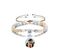 JSDDE Bracciale Personalizzato Con Foto - 100 Lingue Ti Amo Cuore Proiezione Braccialetto Fotografico - Regalo Personalizzato per Uomo Donna, Eine Grösse, Gemma, Nessuna pietra preziosa