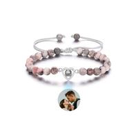 JSDDE Bracciale Personalizzato Con Foto - 100 Lingue Ti Amo Cuore Proiezione Braccialetto Fotografico - Regalo Personalizzato per Uomo Donna, Eine Grösse, Gemma, Nessuna pietra preziosa