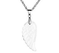 JSDDE Ciondolo a forma di ali d'angelo, con pietra preziosa curativa e collana con ciondolo portafortuna, gioiello da donna, Pietra preziosa, cristallo,