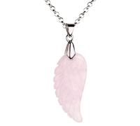 JSDDE Ciondolo a forma di ali d'angelo, con pietra preziosa curativa e collana con ciondolo portafortuna, gioiello da donna, Pietra preziosa, quarzo,