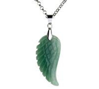 JSDDE Ciondolo a forma di ali d'angelo, con pietra preziosa curativa e collana con ciondolo portafortuna, gioiello da donna, Pietra preziosa, avventurina,