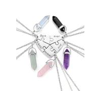 JSDDE Collana con Ciondolo Esagonale, 5 Pezzi Ciondolo Cuore Puzzle Personalizzato con Nome, Ciondolo Amicizia BFF in Acciaio Inox per Migliori Amiche Donna Ragazza