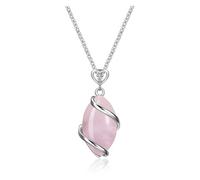 JSDDE Collana con pietra preziosa naturale, ciondolo avvolgente, collana con pietre curative, collana della fortuna Reiki, terapia energetica, portafortuna per donne e donne, Gemma, Quarzo