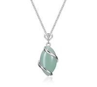 JSDDE Collana con pietra preziosa naturale, ciondolo avvolgente, collana con pietre curative, collana della fortuna Reiki, terapia energetica, portafortuna per donne e donne, Gemma, Avventurina
