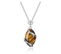 JSDDE Collana con pietra preziosa naturale, ciondolo avvolgente, collana con pietre curative, collana della fortuna Reiki, terapia energetica, portafortuna per donne e donne, Gemma, Occhio di tigre
