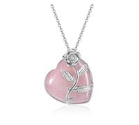 JSDDE Collana da donna con ciondolo a forma di rosa, con ciondolo a forma di cuore, amuleto