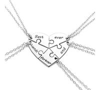 JSDDE Collana dell'amicizia Best Friends Forever e per sempre BFF in argento con pendenti a forma di cuore componibili a puzzle per 5 amiche