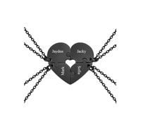 JSDDE Collana dell'amicizia personalizzata per 2/4, ciondolo a forma di cuore, per partner, collane dell'amicizia, regalo per coppie, migliori amici, Acciaio inossidabile