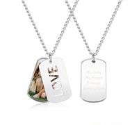 JSDDE Collana personalizzata con incisione foto e testo, personalizzato LOVE ID tag collana con immagine, regali personalizzati per fidanzata partner genitori amanti