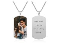 JSDDE Collana personalizzata con incisioni fotografiche e testuali, collana con incisione, ID Tag Memorial, regalo personalizzato per uomo e donna, Acciaio inossidabile