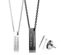 JSDDE Collana personalizzata per partner con incisione di testo, per urna, ciondolo a forma di urna, collana con ciondolo a forma di cenere, gioiello con imbuto, Acciaio inossidabile