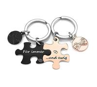 JSDDE Coppia di portachiavi con incisione per sempre, ed eterno, con ciondolo a forma di puzzle, con design creativo, portachiavi, portachiavi, regalo per coppie, amici, amanti della famiglia, Per