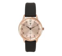 JSDDE Orologio al quarzo classico da donna, 35 mm, grande quadrante rotondo, in oro rosa, numeri arabi, facile da leggere, semplice orologio elegante, cinturino in silicone regolabile, movimento