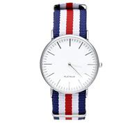 Jsdde, orologio Ginevra, unisex, in nylon tessuto con cordoncino, da polso, al quarzo, analogico, cronografo, colore rosso, bianco e blu