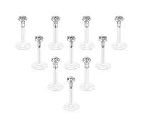 JSDDE Set di 10 piercing per trago, 16 ga, acrilico, bioflex retainer, piercing per labbra, helix, piercing per labbra, piercing monroe, Zirkonia: 2mm, Acrilico Acciaio inossidabile, Zirconia cubica