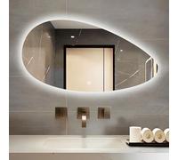 JSDMBD Specchio da Bagno Irregolare con Luce LED LED Specchio da Bagno Retroilluminato con Striscia Luminosa A LED, Luce Regolabile A Tre Colori, Vetro Antideflagrante, Adatto per Uso Domestico
