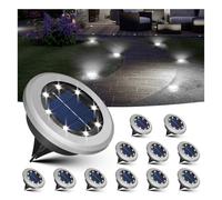 Jsdoin 12 Pezzi Luci Solari da Giardino, 8 LED Esterno Impermeabile Sepolta Solari, IP44 Lampade Faretto Solare da Terra per Prato Vialetto Cortile Strade Paesaggio(Bianco Freddo)
