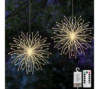 Jsdoin 200 LED Fuochi d'artificio Luci, 2PCs Fata Luci a Batteria, 8 Modalità di Illuminazione Impermeabile con Telecomando Filo di Rame Luci Stringa per Giardino, Natale, Feste, Matrimonio