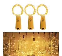 Jsdoin (3 pezzi) Luci per Bottiglia,2M 20LED Tappi LED a Batteria per Bottiglie,Filo Rame Led Decorative Stringa Luci da Interni e Esterni per Festa Giardino Natalizie Matrimonio(Bianco Caldo)