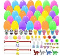 Jsdoin 48PCS Kit di Caccia alle Uova di Pasqua, Kinder Uovo a Sorpresa con Giocattoli novità Uova Colorate Scatola Cieca di Bomboniere di Pasqua Giochi di Caccia Regali di Pasqua per Bambini