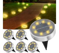 Jsdoin 6 Pezzi Luci Solari da Giardino, 8 LED luci solari da pavimento impermeabili per esterni in acciaio inox, per vialetti, terrazze, esterni, prato, vialetto