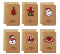 Jsdoin 6PC Biglietto Auguri Natale con Buste, 6 Disegni Natalizi, Albero di Natale, Alce, Babbo, per Natale, Regalo di Natale, Capodanno
