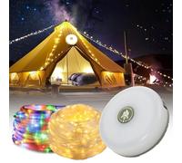 Jsdoin Catena luminosa da campeggio arrotolabile, per esterni, con 5 modalità di illuminazione, catena luminosa a LED, 10 m, recupero 30 s, ricarica USB, impermeabile, portatile, arrotolabile, per