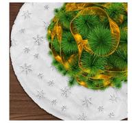 Jsdoin Gonna per Albero di Natale, Doppio Strato in Peluche Bianco Vestito per Albero di Natale, con Argento Ricamo Fiocchi di Neve, Tappetino per Copertura Base per Albero di Natale, Capodanno(90cm)