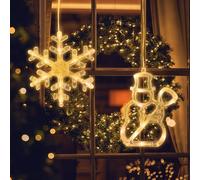 Jsdoin Luci di Natale, 2pc Stella LED Tenda Luci Natalizie, Batteria, Timer, Luci Stringa di Natale per Decorazioni Natalizie, Finestra, Festa, Matrimonio(Bianco Caldo)